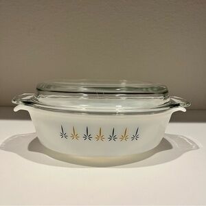 Vintage Fire King Anchor Hocking Fire Glow Oval Casserole Dish with Lid